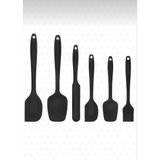 Mikasso Isıya Dayanıklı Yanmaz Yapışmaz Silikon Spatula Seti 6 Parça Silikon Siyah