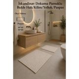 Mikasso Iskandinav Dokuma Pamuklu Bukle Kaymaz Taban Yıkanabilir *banyo Paspas Takımı 40 x 60 * 50 x 80 2 Ad - Çok Renkli