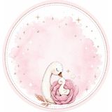 Mikasso Isme Özel Anne ve Bebek Kaz Tema Yuvarlak Bebek Kuşe Sticker/ Etiket 4 cm 70 Adet - Çok Renkli