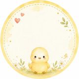 Mikasso Isme Özel Civciv Tema Yuvarlak Bebek Kuşe Sticker/ Etiket 4 cm 100 Adet - Çok Renkli