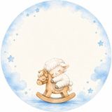 Mikasso Isme Özel Kuzu Tema Yuvarlak Bebek Kuşe Sticker/ Etiket 4 cm 70 Adet - Çok Renkli
