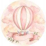 Mikasso Isme Özel Pembe Balon Tema Yuvarlak Bebek Kuşe Sticker/ Etiket 4 cm 100 Adet - Çok Renkli
