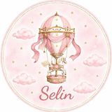 Mikasso Isme Özel Pembe Balon Yuvarlak Bebek Kuşe Sticker/ Etiket 4 cm 70 Adet - Çok Renkli