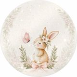 Mikasso Isme Özel Tavşan Tema Yuvarlak Bebek Kuşe Sticker/ Etiket 4 cm 70 Adet - Çok Renkli