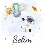 Mikasso Isme Özel Uzay Tema Yuvarlak Bebek Kuşe Sticker/ Etiket 4 cm 70 Adet - Çok Renkli
