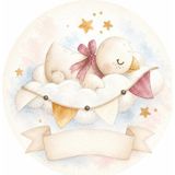 Mikasso Isme Özel Yavru Kaz Tema Yuvarlak Bebek Kuşe Sticker/ Etiket 4 cm 70 Adet - Çok Renkli