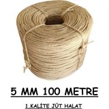 Mikasso Jüt Halat 5 mm 100 Metre Ip Halat Hasır Ip Dekor Ipi Jüt Çuval Ipi 100 M - Çok Renkli