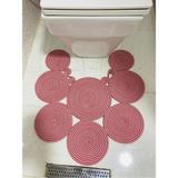 Mikasso Jüt, Hasır, Paspas, Banyo Paspası, Klozet Önü Paspası, Klozet Paspas, Çift Taraflı Jüt Pembe - Çok Renkli