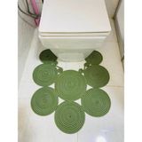 Mikasso Jüt, Hasır, Paspas, Banyo Paspası, Klozet Önü Paspası, Klozet Paspas, Çift Taraflı Jüt Yeşil - Çok Renkli