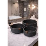 Mikasso Jüt ,hasır ,sepet, Siyah Sepet , Dekor, Düzenleyici , Ekmek Sepeti ,banyo Sepeti, Üçlü Takım Jüt Gri - Çok Renkli
