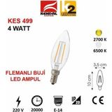 Mikasso K2 KES499 4W E14 Beyaz LED Flamanlı Mum Buji Ampul GLB-KES-499-6500K Beyaz - Çok Renkli
