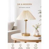 Mikasso Kablolu Çin Şapkası Abajur Ekru Şapka Masa Lambası Gold Salon Yatak Odası Çocuk Odası Kumaş Ekru - Çok Renkli