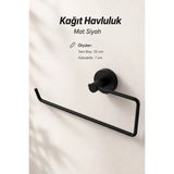 Mikasso Kağıt Havluluk Mat Siyah Metal Duvara Monte Vidalı Banyo Tuvalet Mutfak Kağıt Havluluk 25 cm Siyah - Çok Renkli
