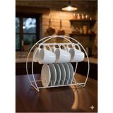 Mikasso Kahve Fincan Düzenleyici Askı Aparatı Fincan Askılığı Standı Metal 28 x 13 Beyaz Tr