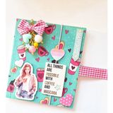 Mikasso Kahve Temalı Sevimli Butik Defter, Not Defteri Karton Düz Çizgisiz Orta Boy Çok Renkli Konsept Defte