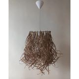 Mikasso Kahverengi M-24 Rafya Avize 25 x 45 El Yapımı Salon Oturma Odası Yatak Odası Rafya Bohem Avize Metal - Çok Renkli