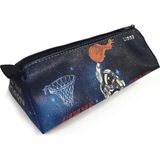 Mikasso Kalem Kutusu Basketbolcu Astronot Space Üçgen Kalemkutu Jumbo Vegan Deri Kalemlik Tekstil Siyah - Çok Renkli