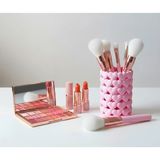 Mikasso Kalp Desenli Pembe Makyaj Organizeri | Fırçalık | Kalemlik | Plastik Pembe 1 - Çok Renkli