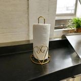 Mikasso Kalp Detaylı Gold Metal Kağıt Havluluk - Tezgah Üstü - Mutfak/banyo Altın Metal - Çok Renkli