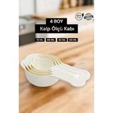 Mikasso Kalp Ölçü Kaşığı Ölçü Kabı 4 Farklı Boy Ölçek Kaşığı 4 Lü Ölçek Seti (15ML+ 60ML+ 85ML+ 125ML) Plast