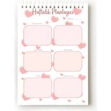 Mikasso Kalp Temalı Türkçe Haftalık Planlayıcı, Weekly Planner, A5 Planner, Spiralli Planner, Telli Karton S - Çok Renkli