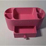 Mikasso Kalp ve Gül Desenli 3D Pla Baskı Modern Tasarımlı Çekmeceli Makyaj Organizeri Plastik Pembe - Çok Renkli