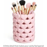 Mikasso Kalpli Pembe Organizer – Makyaj Fırçalık, Kalemlik ve Aksesuar Düzenleyici - 9 x 12 cm Plastik Pembe - Çok Renkli
