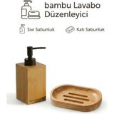 Mikasso Kamptek Ahşap Atolyesinden Mutfak Sıvı Sabunluk 100 ml Katı Sabunluk Set 2li Ahşap Bej - Çok Renkli