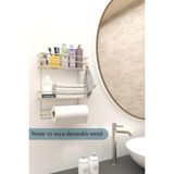 Mikasso Kancalı Banyo Düzenleyici Havluluk Paslanmaz Mutfak Rafı Paslanmaz Mutfak Banyo Rafı Banyo Organizer - Çok Renkli