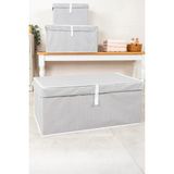 Mikasso Kapaklı Kutu Hurç Mega Plus 70X40X30 cm 50 x 30 Kumaş Gri Tr