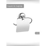 Mikasso Kapaklı Tuvalet Kağıdı Askılığı Paslanmaz Wc Kağıtlık Tutucu Krom Metal Gri - Çok Renkli