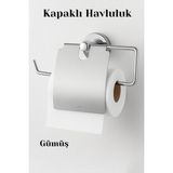 Mikasso Kapalı Kağıt Havluluk Krom Gümüş Metal Duvara Monte Vidalı Banyo Tuvalet Mutfak Kağıt Havluluk 25 cm - Çok Renkli