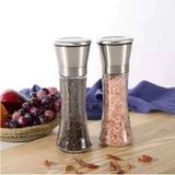 Mikasso Karabiber Tuz Değirmeni 2li Set Metal Seramik Öğütücülü Yükseklik 19CM Cam Beyaz
