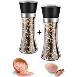 Mikasso Karabiber Tuzluk Değirmeni Seramik Bıçaklı Öğütücü Büyük Boy Baharat Öğütücü Dayanıklı Cam Set Cam