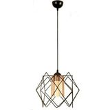 Mikasso Kare Mika Camlı Şık Tel Avize, Siyah Modern Aydınlatma Tasarımı Metal 1 E27 Siyah Salon / Oturma Oda - Çok Renkli
