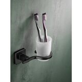Mikasso Kare Serisi Mat Siyah Cam Premium Diş Fırçalık D-003 Metal Siyah - Çok Renkli