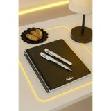 Mikasso Kare Siyah Yapraklı A5 Boyutunda Anı Defteri + 2 Adet Uni-Ball UM-153 Signo Broad Beyaz 1.0 mm Kalem - Çok Renkli