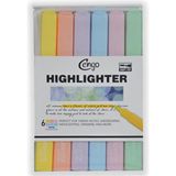 Mikasso Kare Tipi Highlighter Fosforlu Kalem Pastel Renkler 6lı Set CGO401 Çok Renkli