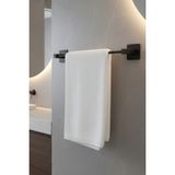 Mikasso Kare Yapışkanlı Metal Siyah Uzun Havluluk Pratik ve Şık Banyo Havluluk Mutfak Havluluk Siyah