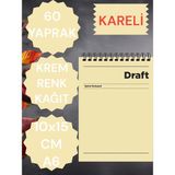 Mikasso Kareli 10X15 cm A6 Üstten Açılır Not Defteri Krem Renk Kağıt 60 Yaprak Karton Spiralli Kareli Küçü - Çok Renkli