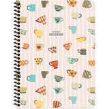 Mikasso Kareli Defter, 80 Yaprak Defter, Spiralli Defter, 16.5X22.5 Kareli Defter Coffee, Desenli Defter Kar - Çok Renkli