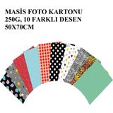 Mikasso Karmaofis 50X70 cm Desenli Fon Kartonu 10'lu Karışık Renk - Çok Renkli