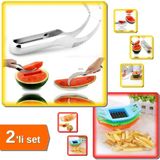 Mikasso Karpuz Kavun Dilimleme Bıçağı + Patates Dilimleyici Pratik - Mutfak Gereçleri - 2li Set Y0E7M8 Çelik