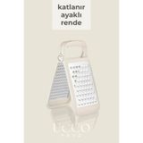 Mikasso Katlanır Ayaklı Beyaz Rende Çift Yüzlü Paslanmaz Çelik Güvenli Kullanım Pratik Mutfak Rendesi Çelik