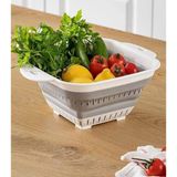Mikasso Katlanır Kare Süzgeç Lüks Sebze Meyve Süzgeci 27X22 Saplı Katlanır Kare Süzgeç Plastik