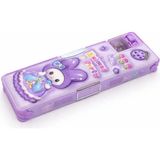 Mikasso Kawaii Karakterli Kalem Kutusu – Otomatik Kalemtıraşlı Çok Bölmeli Kalemlik Organizer Plastik Mor - Çok Renkli