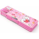 Mikasso Kawaii Karakterli Kalem Kutusu – Otomatik Kalemtıraşlı Çok Bölmeli Kalemlik Organizer Plastik Pembe - Çok Renkli