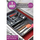 Mikasso Kayar Kaşıklık Genişletilebilir Ölçüsü Ayarlanabilir Kayar Kızaklı Çekmece Içi Kaşıklık Plastik Gri