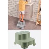 Mikasso Kaydırmaz Çocuk Taburesi Çift Basamaklı Çocuk Banyo Lavabo Basamak Merdiven Yükseltici Yeşil - Çok Renkli