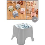 Mikasso Kaydırmaz Çocuk Taburesi, Figürlü Çocuk Banyo Lavabo Klozet Taburesi Gri Çok Renkli